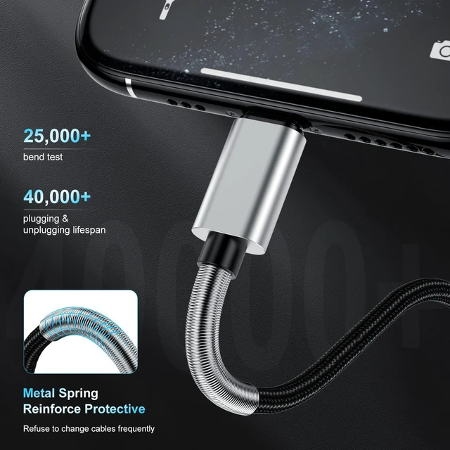 Alt view image 2 of 6 - 2Pack 10ft Apple MFi Certified USB C to Lightning Fast Charging Cable for iPhone 14/14 Pro Max/13 Mini/12/11/XS/XR/8/7 Plus, iPad
