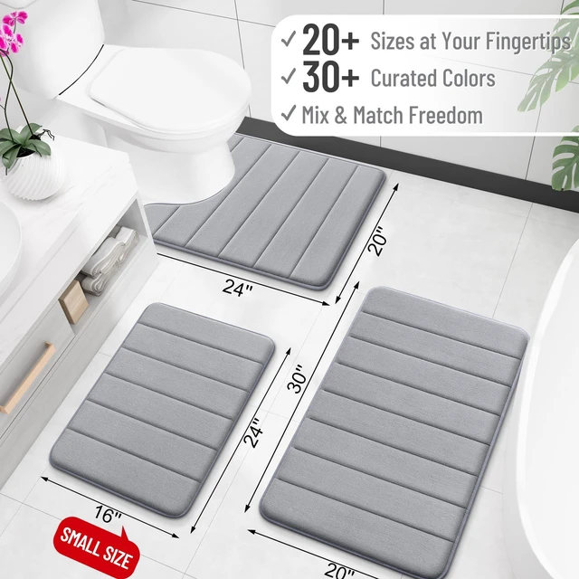 Alt view image 2 of 6 - OLANLY Memory Foam Bath Mat 30x20, Super Soft Absorbent