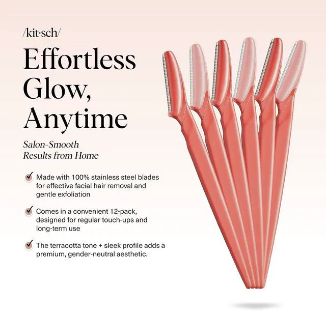 Alt view image 5 of 6 - Kitsch Dermaplane Razor for Women's Face - Coral, 6 Count