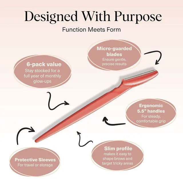 Alt view image 4 of 6 - Kitsch Dermaplane Razor for Women's Face - Coral, 6 Count