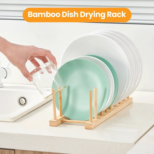 Alt view image 4 of 6 - Bamboo Dish Rack and Pot Lid Plate Rack Organizer for Cabinet