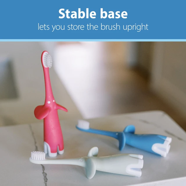 Alt view image 3 of 6 - Dr. Brown's Infant-to-Toddler Toothbrush, Mint Elephant, 0-3 Years