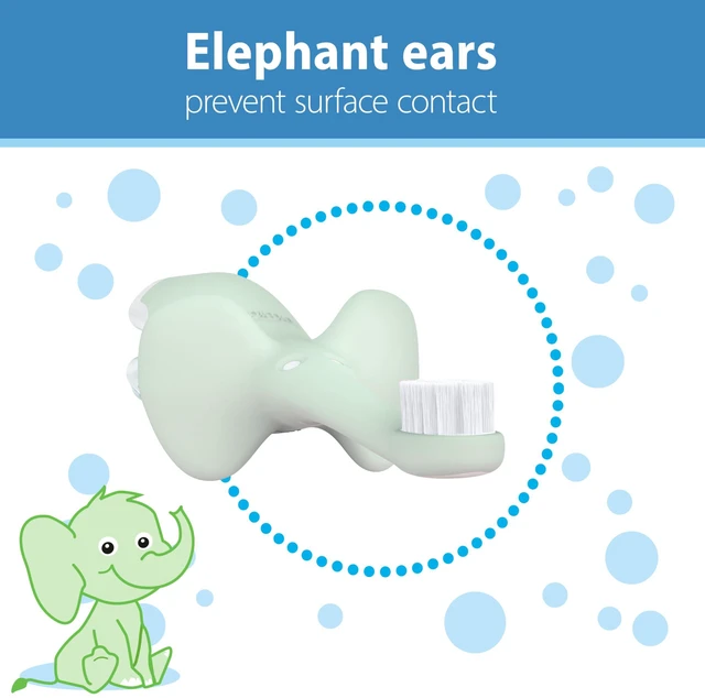 Alt view image 4 of 6 - Dr. Brown's Infant-to-Toddler Toothbrush, Mint Elephant, 0-3 Years