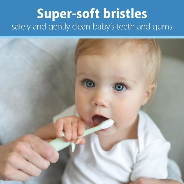 Alt view image 6 of 6 - Dr. Brown's Infant-to-Toddler Toothbrush, Mint Elephant, 0-3 Years