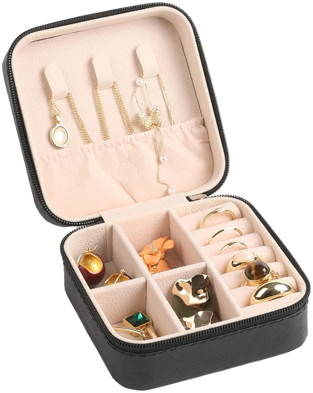 Main image of Small Travel Jewelry Case Box Organizer, Black, 1 Piece