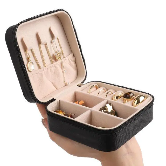 Alt view image 4 of 7 - Small Travel Jewelry Case Box Organizer, Black, 1 Piece
