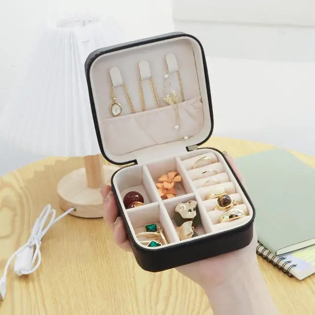 Alt view image 2 of 7 - Small Travel Jewelry Case Box Organizer, Black, 1 Piece