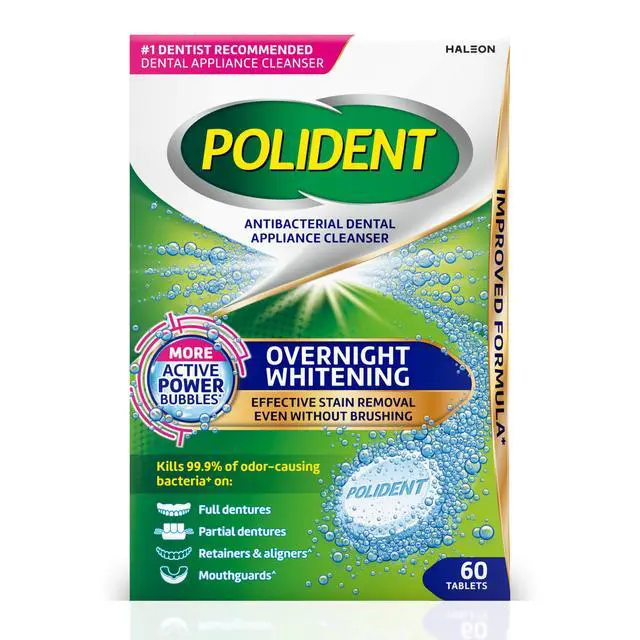 Main image of Polident Antibacterial Dental Appliance Cleanser Tablets, 60 Count