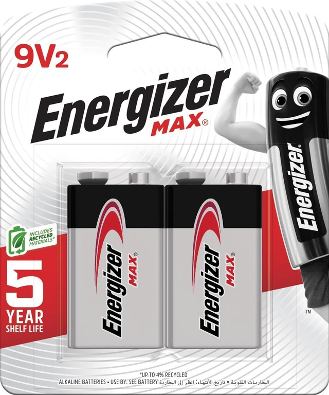 Main image of Energizer MAX 9V Alkaline Batteries (2 Pack)