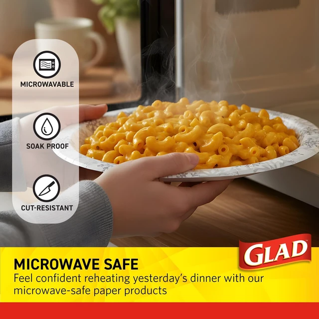 Alt view image 3 of 6 - Glad Holiday Paper Plates, Grey Snowflake Design, 10Inch, 20Count