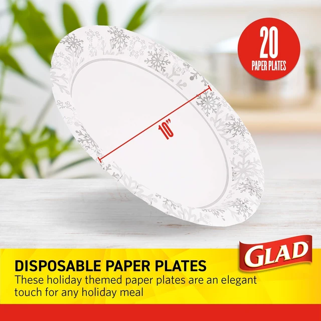 Alt view image 2 of 6 - Glad Holiday Paper Plates, Grey Snowflake Design, 10Inch, 20Count