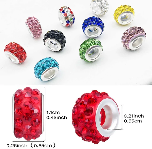 Alt view image 6 of 7 - European Crystal Charm Bead, Large Hole, Rhinestone, 50 PCS