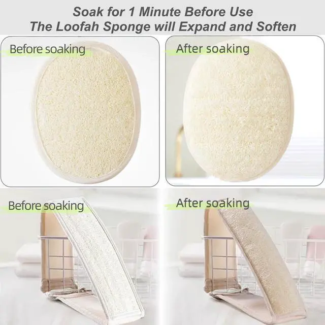 Alt view image 3 of 7 - Natural Loofah Exfoliating Body Scrubber 2-Piece Bath Set