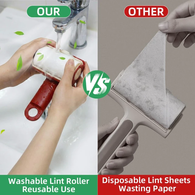 Alt view image 2 of 7 - Reusable Gel Lint Roller 2 Pack, Travel Size, 360 Rotating Handle, Large Hanging Hole, Beige for Pet Hair