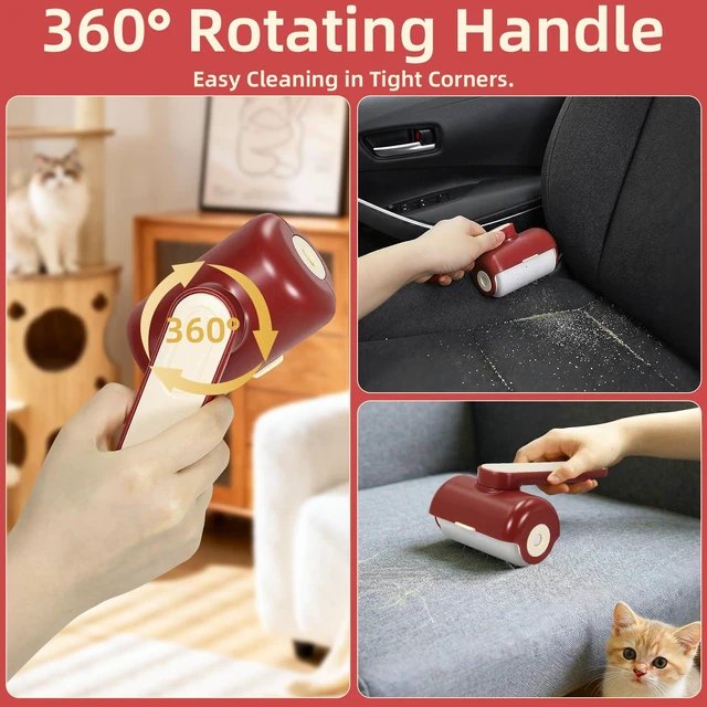 Alt view image 4 of 7 - Reusable Gel Lint Roller 2 Pack, Travel Size, 360 Rotating Handle, Large Hanging Hole, Beige for Pet Hair