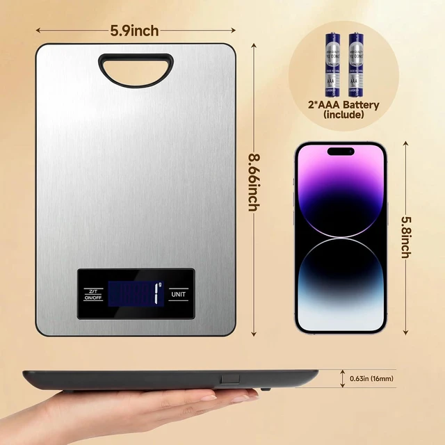 Alt view image 6 of 6 - Digital Kitchen Scale 11lb with Hanging Loop