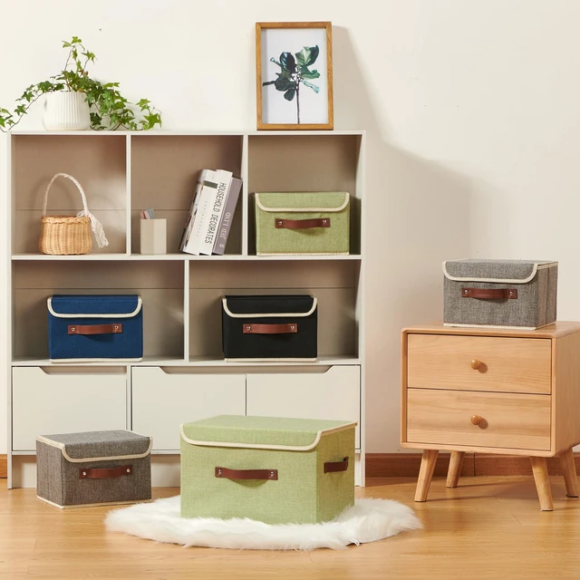 Alt view image 3 of 7 - Storage Boxes with Lids Cotton Linen Fabric