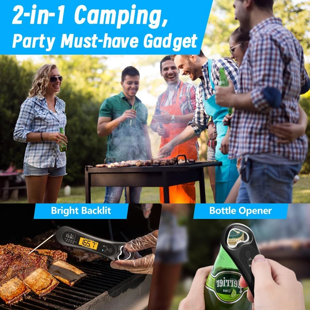 Alt view image 7 of 7 - Digital Instant Read Meat Thermometer with Bottle Opener, Backlight and Calibration, for Grill BBQ Turkey Candy Liquids