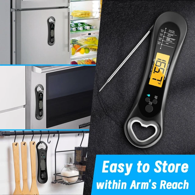Alt view image 4 of 7 - Digital Instant Read Meat Thermometer with Bottle Opener, Backlight and Calibration, for Grill BBQ Turkey Candy Liquids