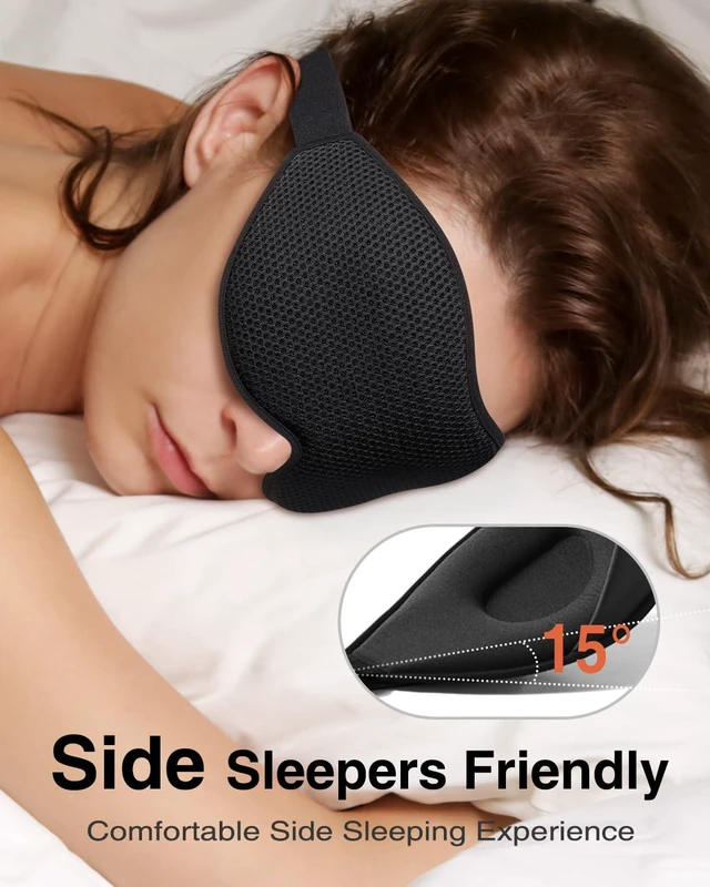 Alt view image 6 of 6 - MABAO Sleep Mask for Side Sleeper, Black