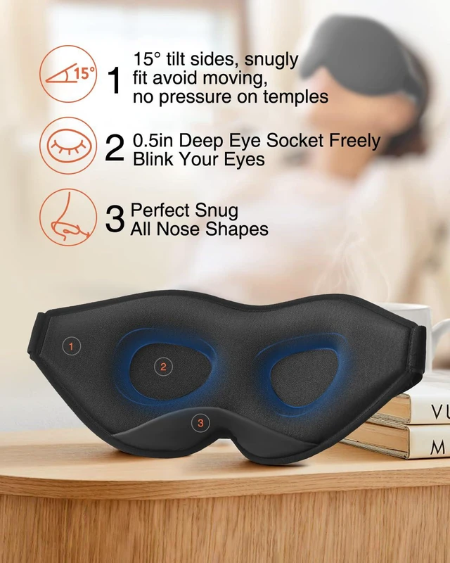 Alt view image 5 of 6 - MABAO Sleep Mask for Side Sleeper, Black