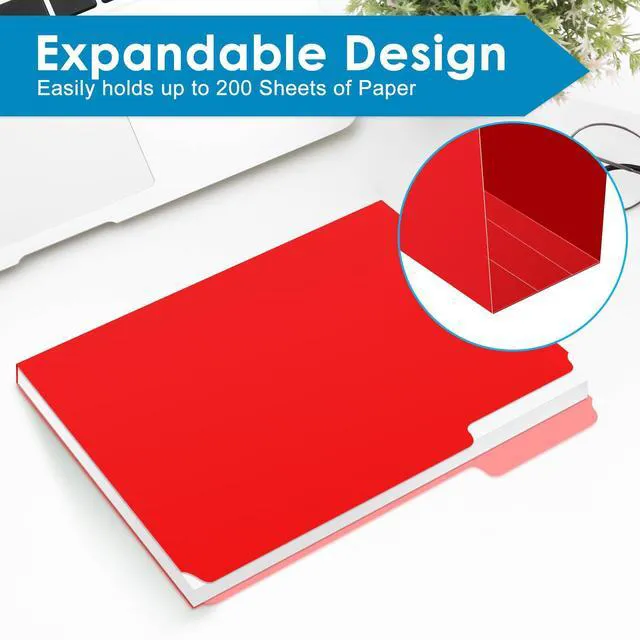 Alt view image 3 of 7 - 15 Pack Manilla File Folders, 8.5x11 Letter Size, 1/3 Cut Tab, 5 Assorted Colors, for Home Office School Supplies