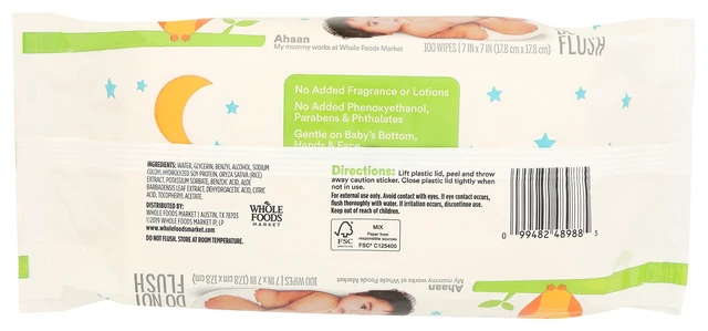 Alt view image 6 of 6 - 365 by Whole Foods Market Soft & Strong Disposable Baby Wipes Fragrance-Free 100 Count