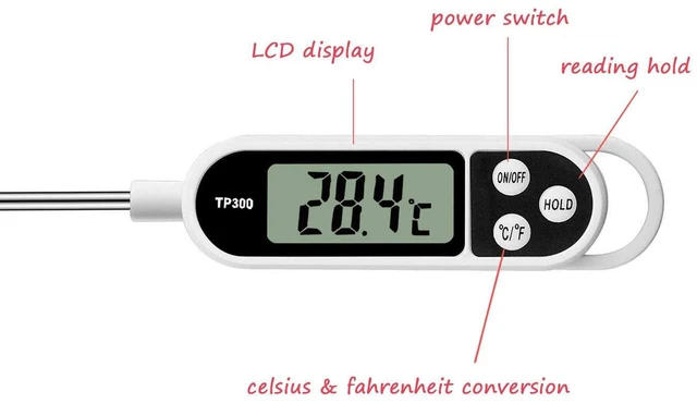 Alt view image 4 of 7 - Digital Instant Read Meat Food Thermometer with Long Probe for Cooking, BBQ, Baking, Deep Fry, Roast, Candy, Candle, Milk, Yogurt
