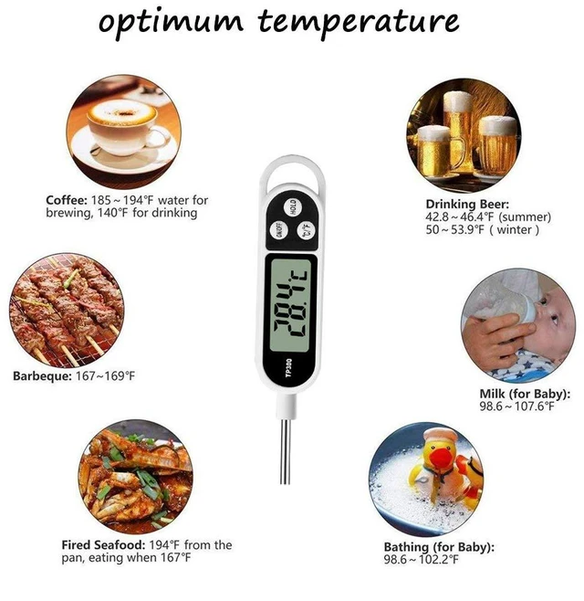 Alt view image 5 of 7 - Digital Instant Read Meat Food Thermometer with Long Probe for Cooking, BBQ, Baking, Deep Fry, Roast, Candy, Candle, Milk, Yogurt