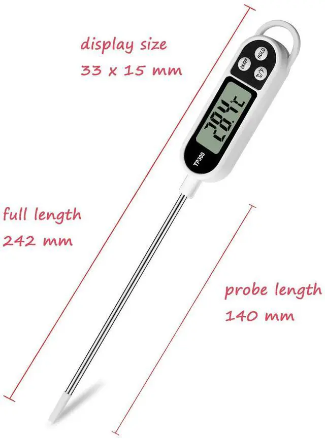 Alt view image 7 of 7 - Digital Instant Read Meat Food Thermometer with Long Probe for Cooking, BBQ, Baking, Deep Fry, Roast, Candy, Candle, Milk, Yogurt