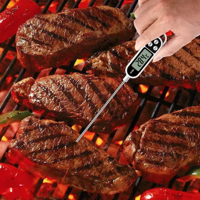 Alt view image 2 of 7 - Digital Instant Read Meat Food Thermometer with Long Probe for Cooking, BBQ, Baking, Deep Fry, Roast, Candy, Candle, Milk, Yogurt
