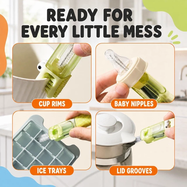 Alt view image 4 of 7 - PandaEar 3-in-1 Bottle Brush Straw Cleaner Cup Lid Gap Cleaning Brush Set