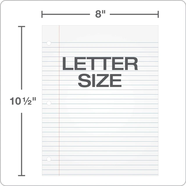 Alt view image 2 of 5 - Oxford Filler Paper 62330, 8 x 10-1/2 Inch Wide Ruled, 3 Hole Punch, Loose Leaf, 500 Sheets, White