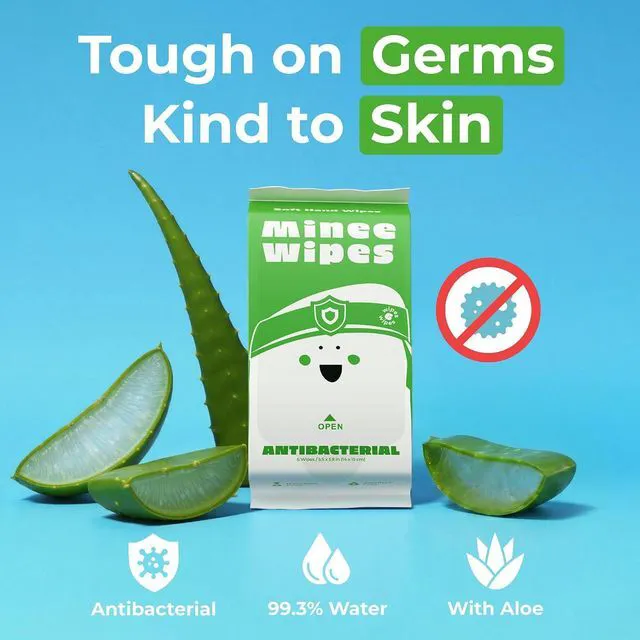 Alt view image 4 of 6 - Antibacterial Hand Sanitizing Wipes - 99% Water and Aloe, Safe for Sensitive Skin, Travel Essentials for Adults & Kids, 10 Pack (60 Wipes)