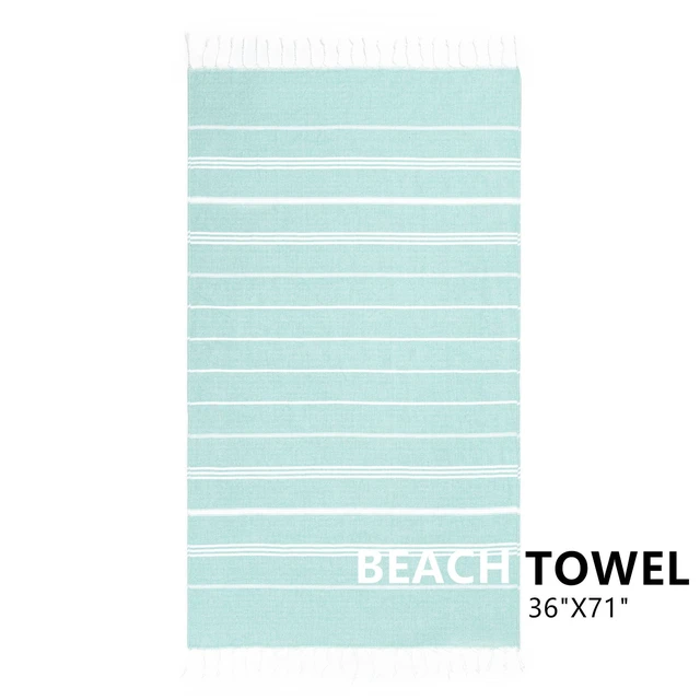 Alt view image 6 of 6 - Turkish Beach Towel 36"x71" Quick-Dry Sand Free Oversized Aqua