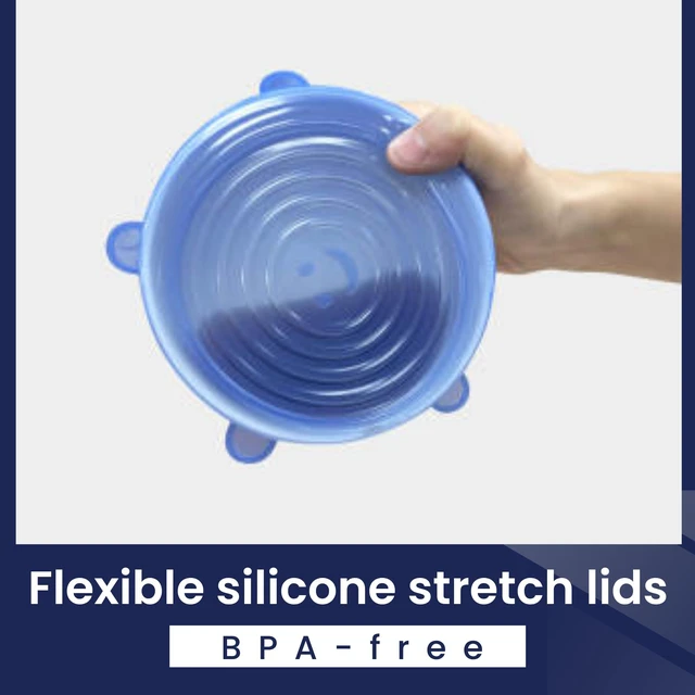 Alt view image 3 of 6 - Gadgetime USA Silicone Stretch Lids Reusable Food Storage Bowl Covers Microwave Safe Dishwasher Safe Elastic Pack of 6