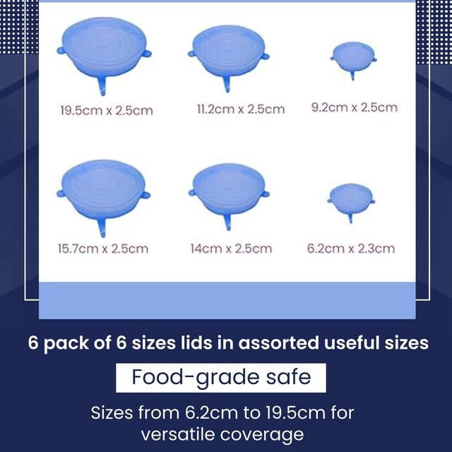 Alt view image 5 of 6 - Gadgetime USA Silicone Stretch Lids Reusable Food Storage Bowl Covers Microwave Safe Dishwasher Safe Elastic Pack of 6