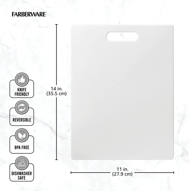 Alt view image 6 of 7 - FARBERWARE Large Cutting Board, Dishwasher-Safe Plastic, 11x14in, White with Easy Grip Handle