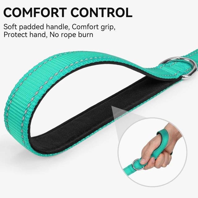 Alt view image 4 of 6 - Joytale Reflective Dog Leash 6FT x 1Inch Turquoise for Medium Large Dogs