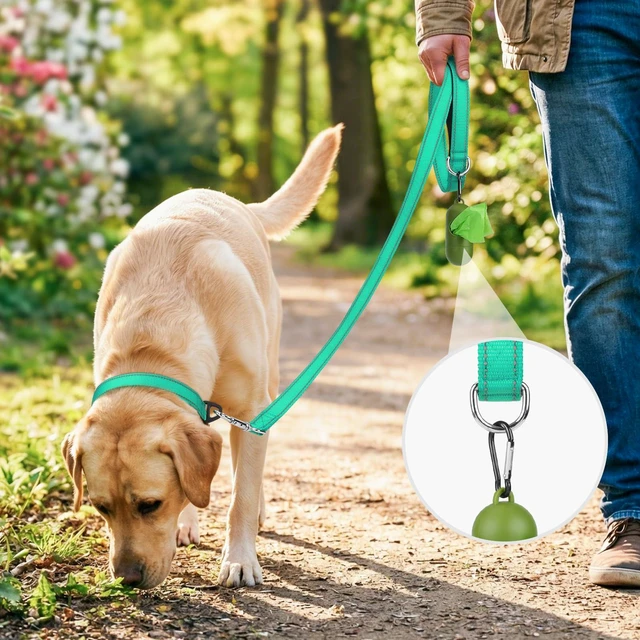 Alt view image 6 of 6 - Joytale Reflective Dog Leash 6FT x 1Inch Turquoise for Medium Large Dogs