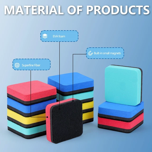 Alt view image 3 of 7 - XKDOUS 12 Pack Magnetic Dry-Erase Whiteboard Erasers for Classroom Office