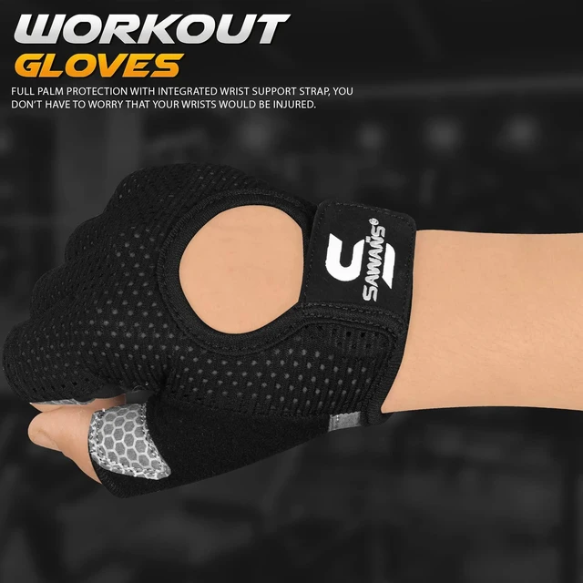 Alt view image 7 of 7 - Sawans Workout Gloves for Men and Women - Microfiber Lightweight Breathable Non-Slip Silicone Padded Palm Grip Protection for Weight Lifting Gym Fitness Cycling Pull Ups