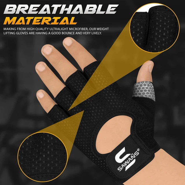 Alt view image 3 of 7 - Sawans Workout Gloves for Men and Women - Microfiber Lightweight Breathable Non-Slip Silicone Padded Palm Grip Protection for Weight Lifting Gym Fitness Cycling Pull Ups