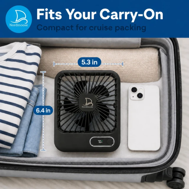 Alt view image 4 of 6 - Portable USB Rechargeable & Plug-In Cruise Fan with Magnetic Hook, Timer, 5-Speed Adjustable, White Noise, Long Battery Life, Cabin Approved for 2026 Cruises