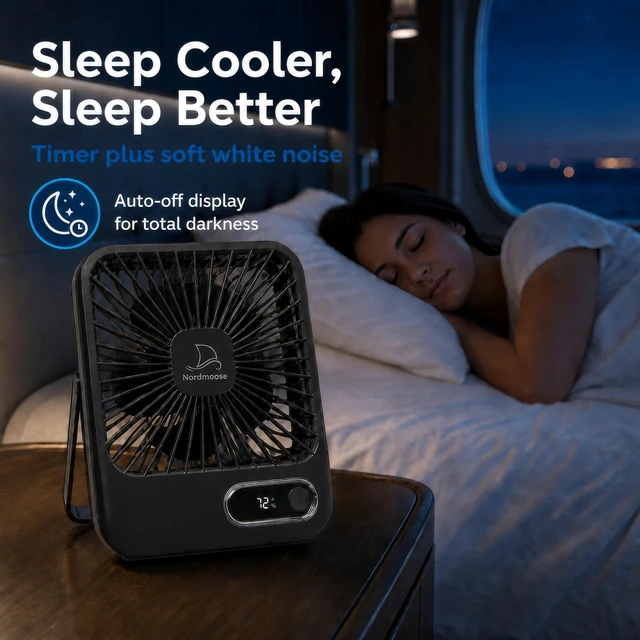 Alt view image 5 of 6 - Portable USB Rechargeable & Plug-In Cruise Fan with Magnetic Hook, Timer, 5-Speed Adjustable, White Noise, Long Battery Life, Cabin Approved for 2026 Cruises