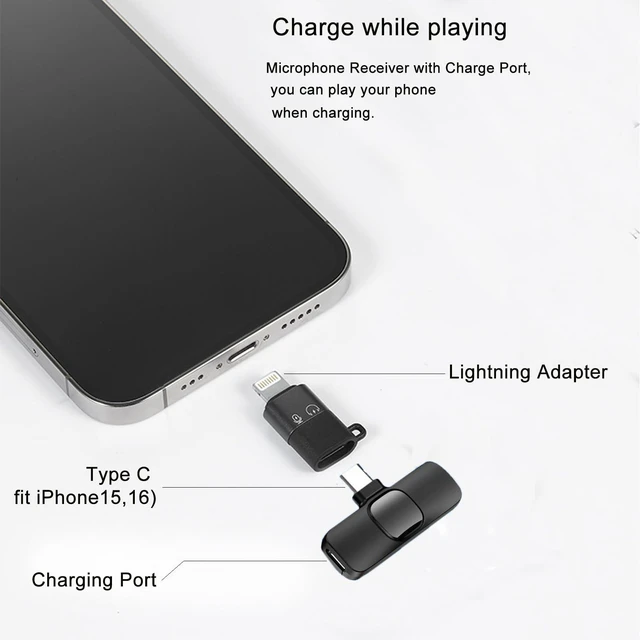 Alt view image 7 of 7 - Professional Wireless Lavalier Microphone for iPhone iPad Android Phone, Lapel Mic for Video Recording Interview Podcast Vlog YouTube TikTok
