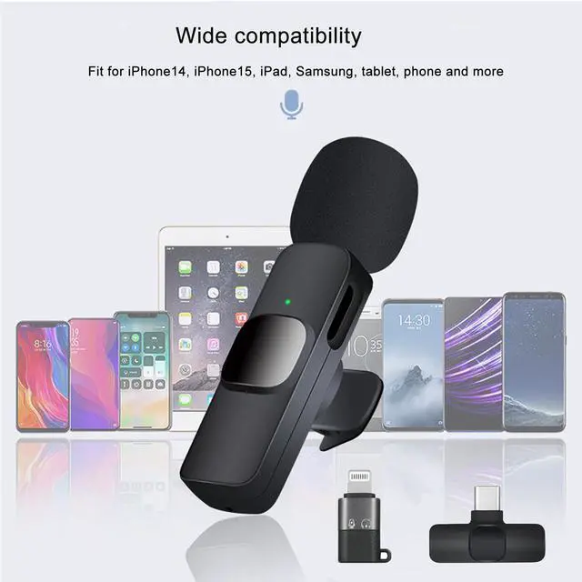 Alt view image 2 of 7 - Professional Wireless Lavalier Microphone for iPhone iPad Android Phone, Lapel Mic for Video Recording Interview Podcast Vlog YouTube TikTok