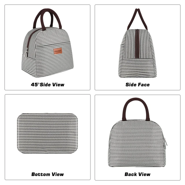 Alt view image 2 of 6 - BALORAY Lunch Bag for Women and Men, Black White Stripes, M