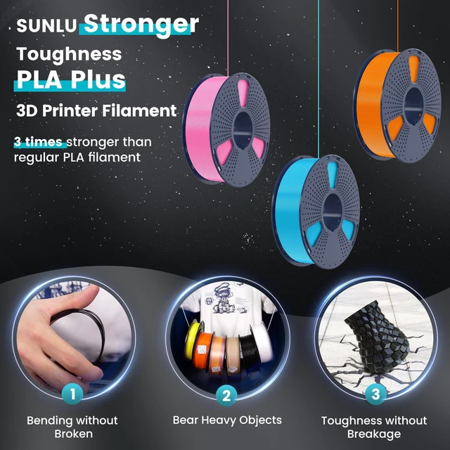 Alt view image 6 of 6 - SUNLU PLA Plus Filament 1.75mm White 1KG