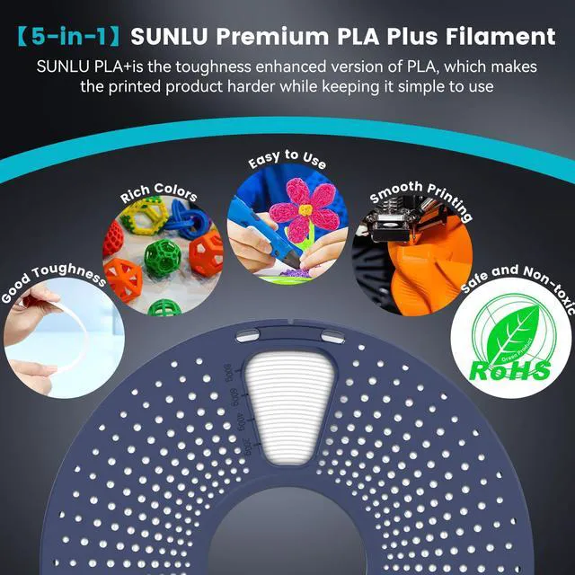 Alt view image 4 of 6 - SUNLU PLA Plus Filament 1.75mm White 1KG